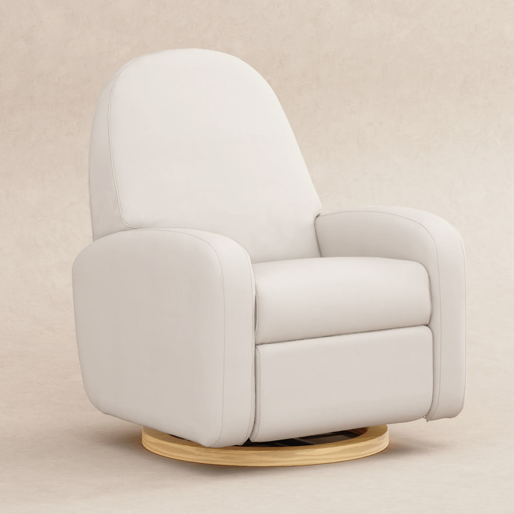 M23188PCMEWLB,Nami Glider Recliner w/ Electronic Control and USB in Performance Cream Eco-Weave w/Light wood base