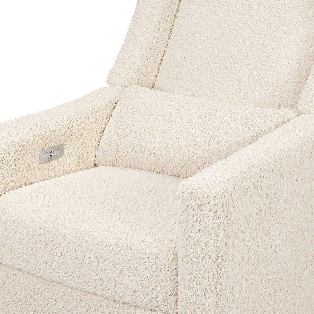 M11288ATLB,Kiwi Glider Recliner w/ Electronic Control and USB in Almond Teddy Loop w/ Light Wood Base