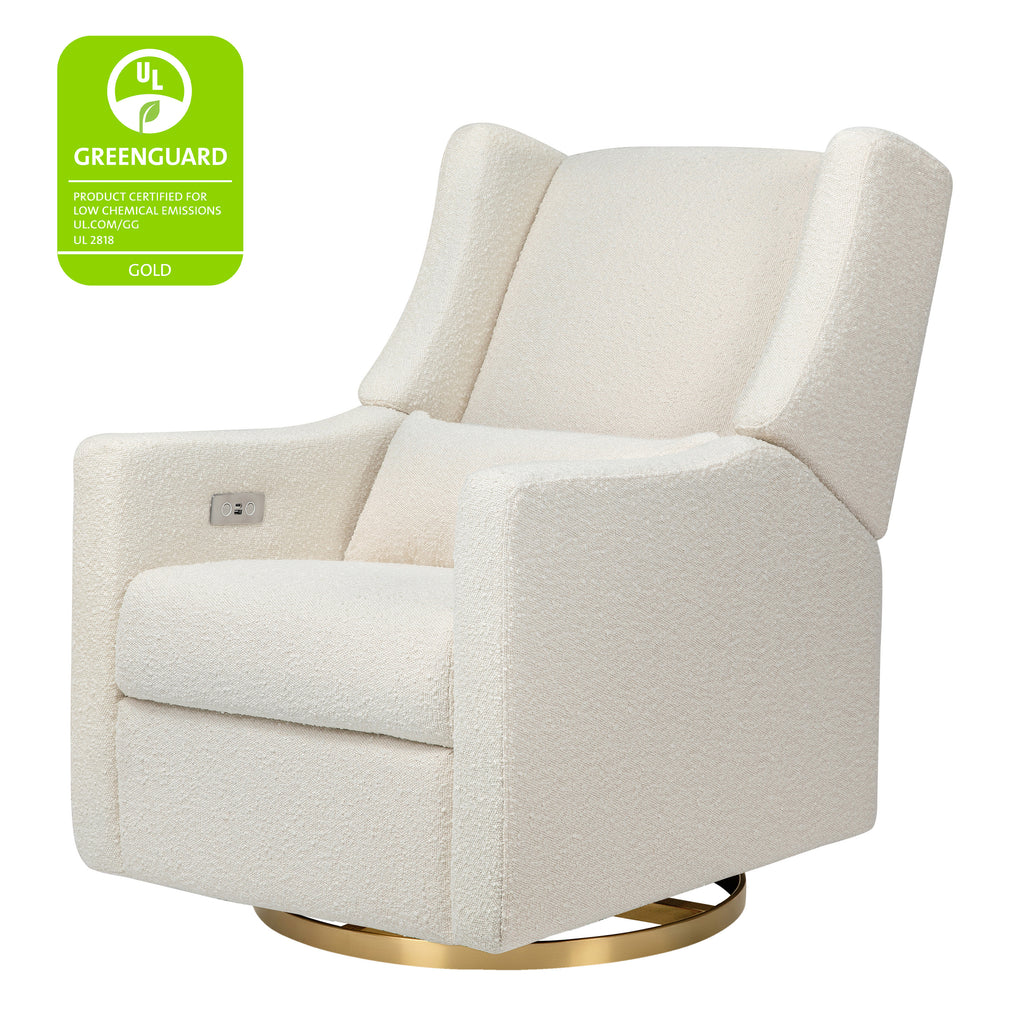 M11288WBG,Kiwi Glider Recliner w/ Electronic Control and USB in Ivory Boucle w/Gold Base