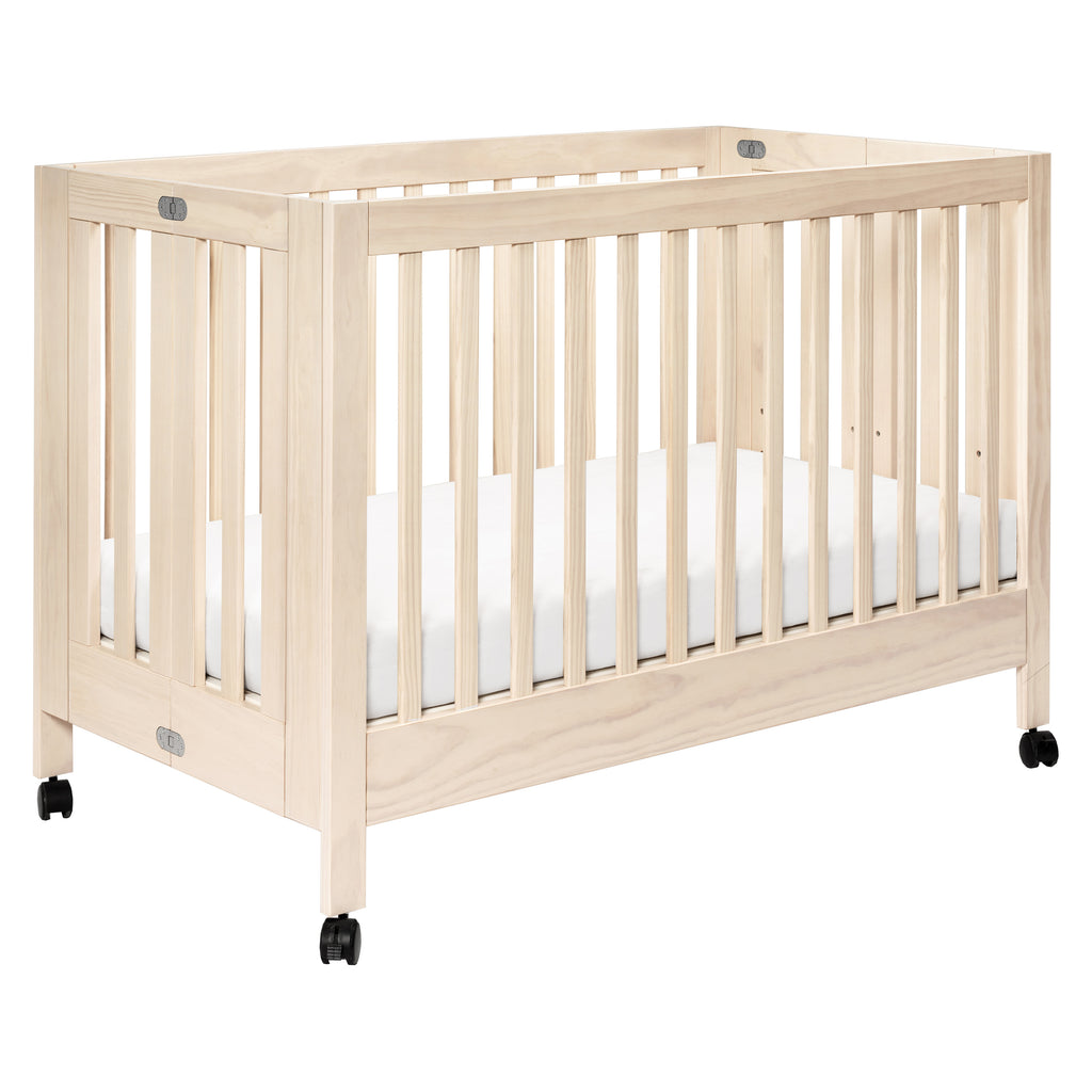 M6601NX,Babyletto,Maki Full-Size Folding Crib w/Toddler Bed Conversion Kit in Washed Natural