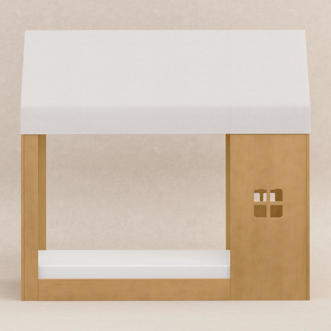 M32830FCS,Babyletto Kids,Uchi Montessori-Inspired House Twin Bed Canopy in Fog Chatham Stripe Performance Eco-Weave