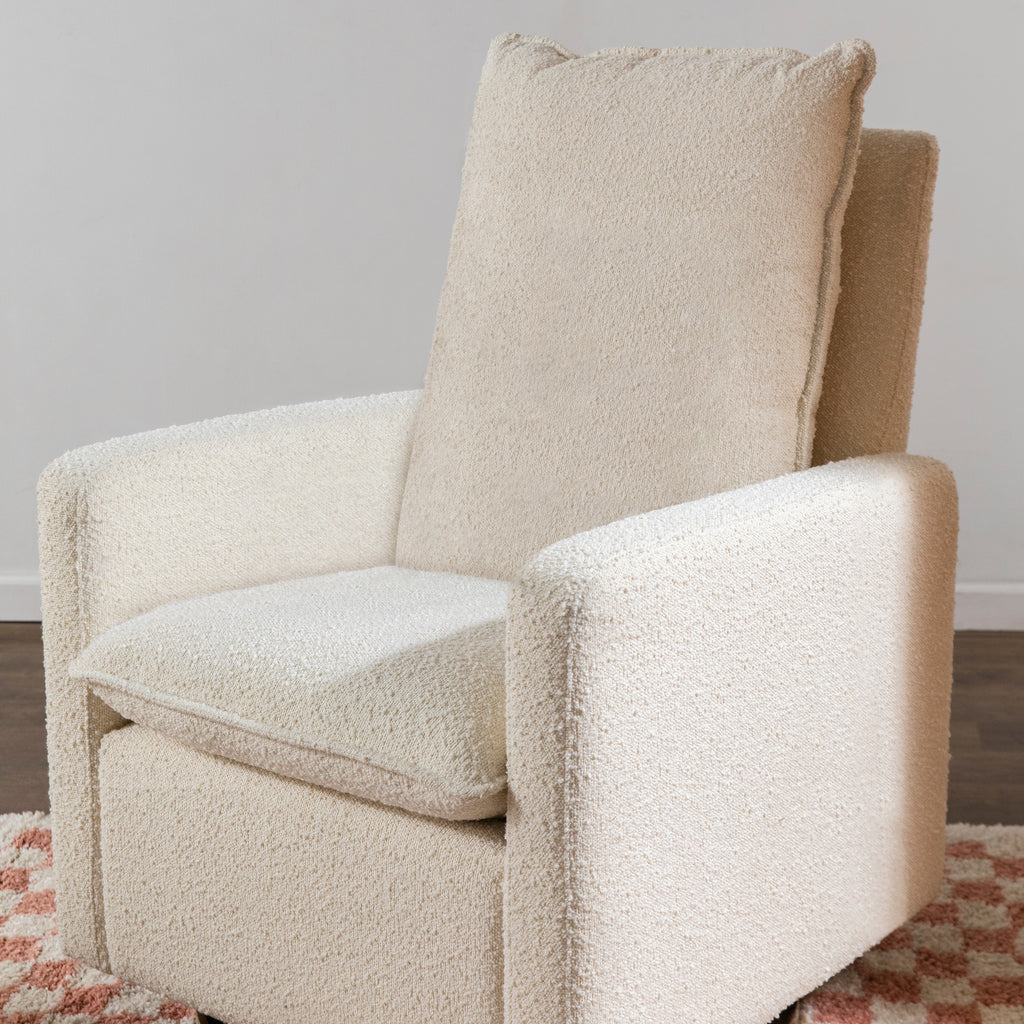 M20987WBG,Babyletto,Cali Pillowback Swivel Glider in Ivory Boucle w/ Gold Base