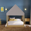 M32859FCS,Babyletto Kids,Uchi Montessori-Inspired House Full Bed Canopy in Fog Chatham Stripe Eco-Weave