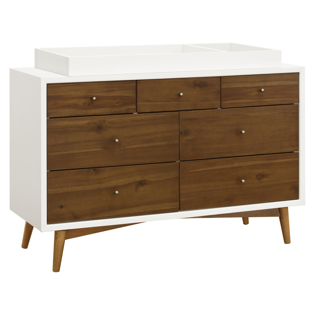 M15916RWNL,Babyletto,Palma 7-Drawer Double Dresser  Assembled in Warm White w/Natural Walnut