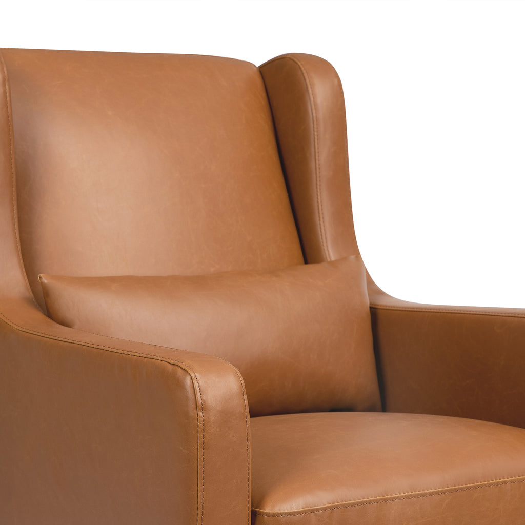 M22187TANG,Wally Swivel Glider in Tan Vegan Leather w/Gold Base