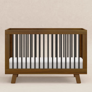 M4201NLB,Babyletto,Hudson 3-in-1 Convertible Crib w/ToddlerBedConversion Kit in Natural Walnut/Black