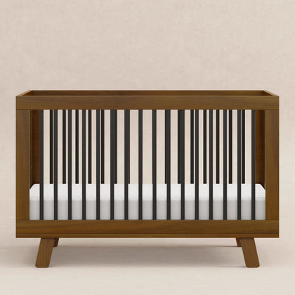 M4201NLB,Babyletto,Hudson 3-in-1 Convertible Crib w/ToddlerBedConversion Kit in Natural Walnut/Black