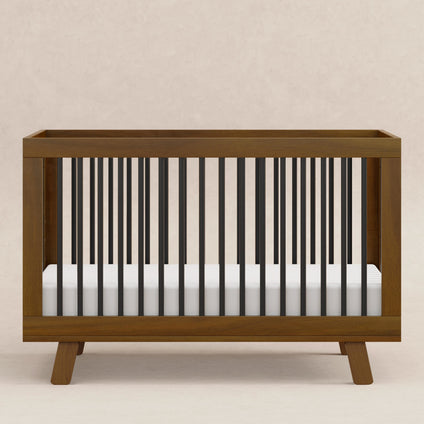 M4201NLB,Babyletto,Hudson 3-in-1 Convertible Crib w/ToddlerBedConversion Kit in Natural Walnut/Black