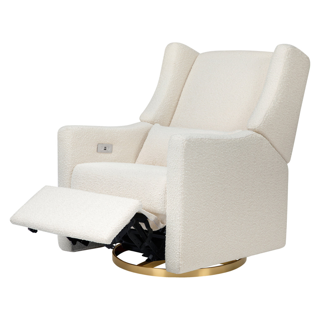 M11288WBG,Kiwi Glider Recliner w/ Electronic Control and USB in Ivory Boucle w/Gold Base