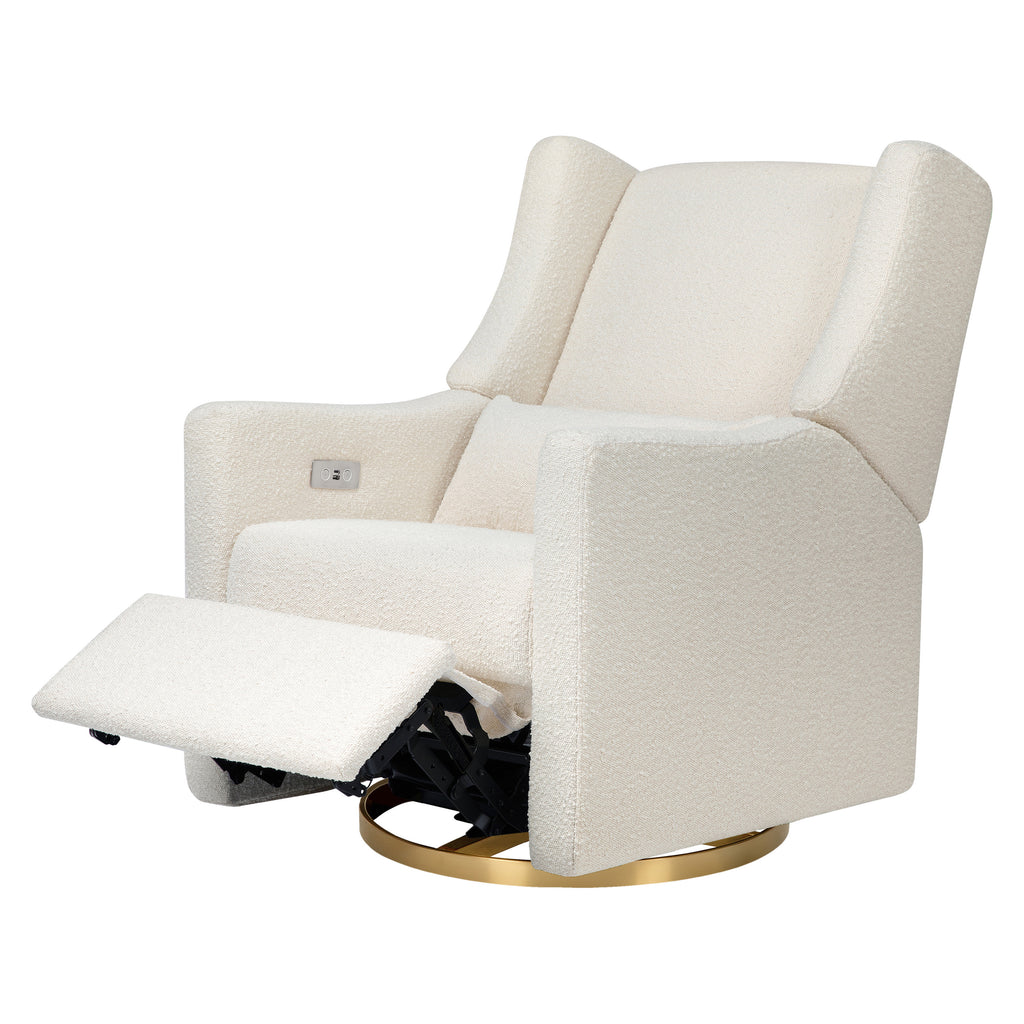 M11288WBG,Babyletto,Kiwi Glider Recliner w/ Electronic Control and USB in Ivory Boucle w/Gold Base