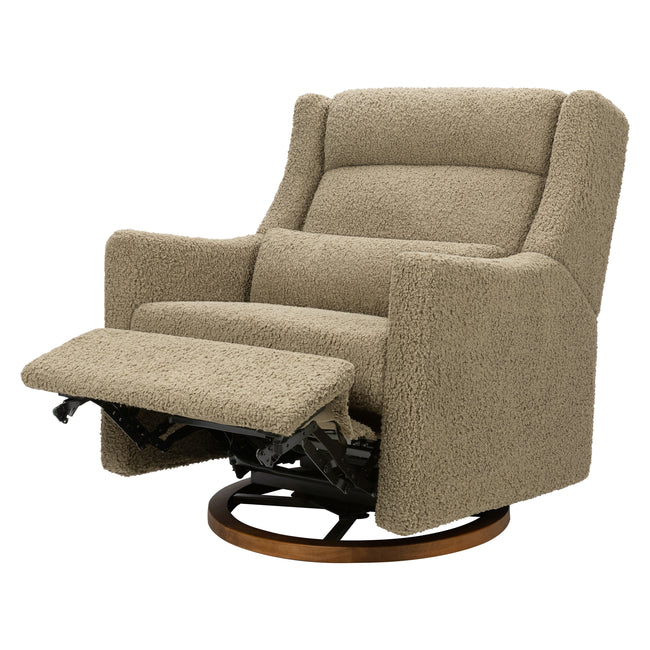 M11278LTDB,Babyletto,Kiwi Plus Chair and a Half Power Glider Recliner in Latte Teddy Loop w/ Dark Wood Base