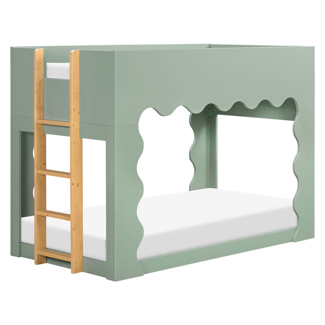 M31171LSHY,Babyletto Kids,Lido Wave Low Loft Twin Bed in Light Sage and Honey