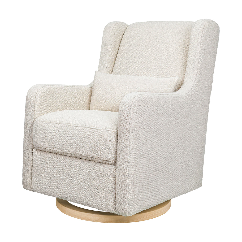 M22187WBLB,Babyletto,Wally Swivel Glider in Ivory Boucle w/Light Wood Base