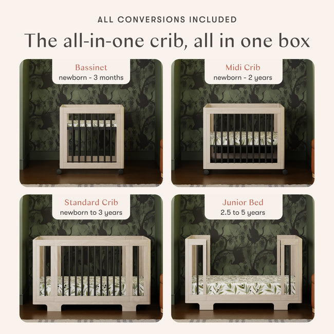 M23401NXB,Babyletto,Yuzu 8-in-1 Convertible Crib w/All-Stages Conversion in Washed Natural/Black