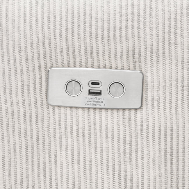 M11288FCSLB,Babyletto,Kiwi Glider Recliner w/ Electronic Control and USB in Fog Chatham Stripe Performance Eco-Weave w/LB