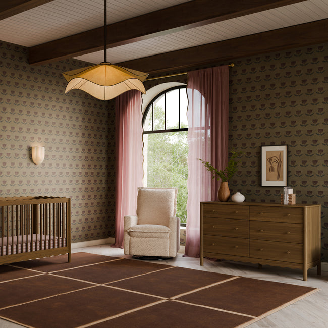 M20977CSG,Babyletto,Cali Flange Gliding Swivel Recliner in Chai Shearling