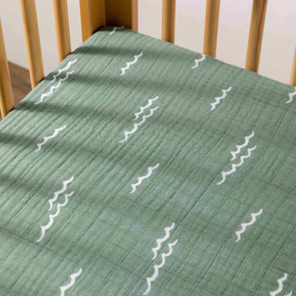 T27135,Babyletto,Ocean Waves Muslin Crib Sheet Ocean Waves Muslin Crib Sheet