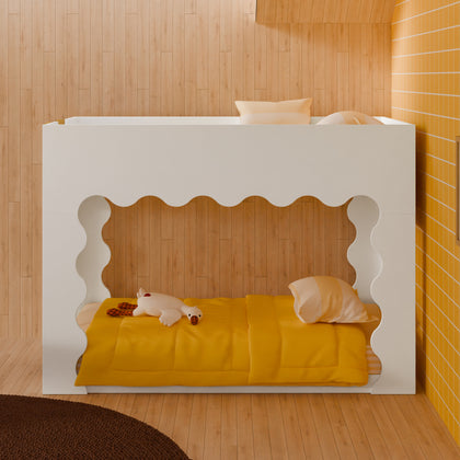 M31194WHY,Babyletto Kids,Lido Wave Convertible Bunk Bed in White and Honey