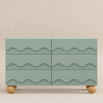 M31116LSHY,Babyletto Kids,Lido Wave 6-Drawer Assembled Dresser in Light Sage and Honey