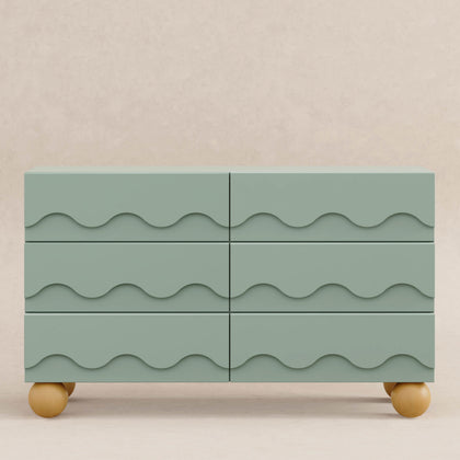 M31116LSHY,Babyletto Kids,Lido Wave 6-Drawer Assembled Dresser in Light Sage and Honey
