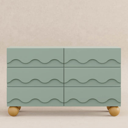 M31116LSHY,Babyletto Kids,Lido Wave 6-Drawer Assembled Dresser in Light Sage and Honey