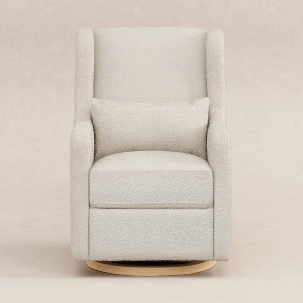 M22187WBLB,Babyletto,Wally Swivel Glider in Ivory Boucle w/Light Wood Base