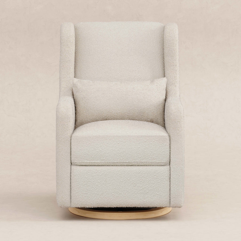 M22187WBLB,Wally Swivel Glider in Ivory Boucle w/Light Wood Base