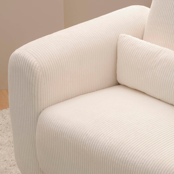 M10287YCLB,Babyletto,Tuba Glider in Ivory Corduroy with Light Wood Base