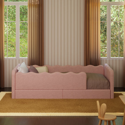 M31376PRSB,Babyletto Kids,Rizo Montessori-Inspired Twin Bed in Performance Rose Boucle