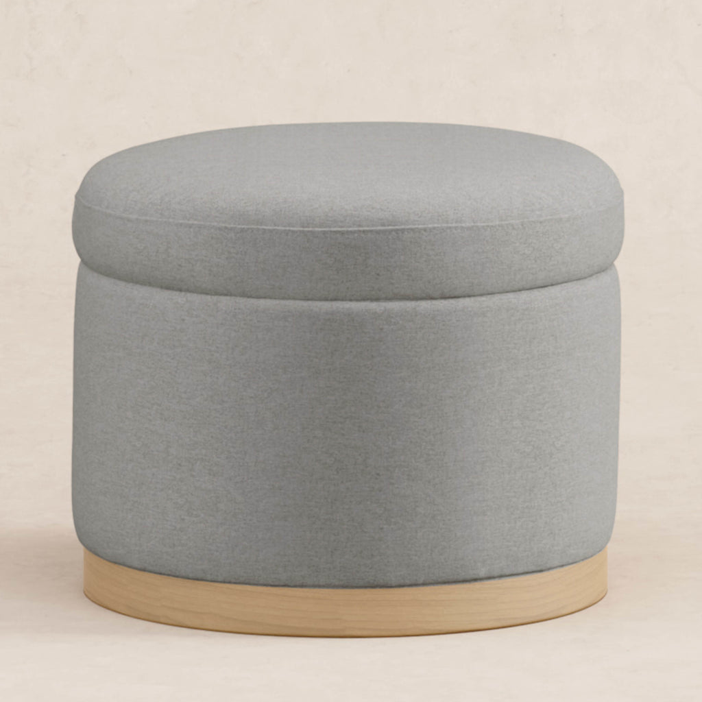 M22885PGEWLB,Babyletto,Naka Storage Ottoman in Performance Grey Eco-Weave w/ Light Wood Base