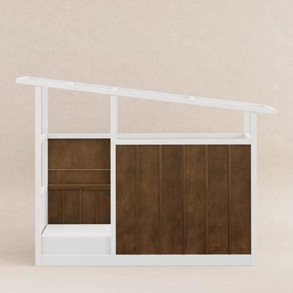 M15976NLW,Babyletto Kids,Palma Mid-Century House Twin Bed in Natural Walnut and White