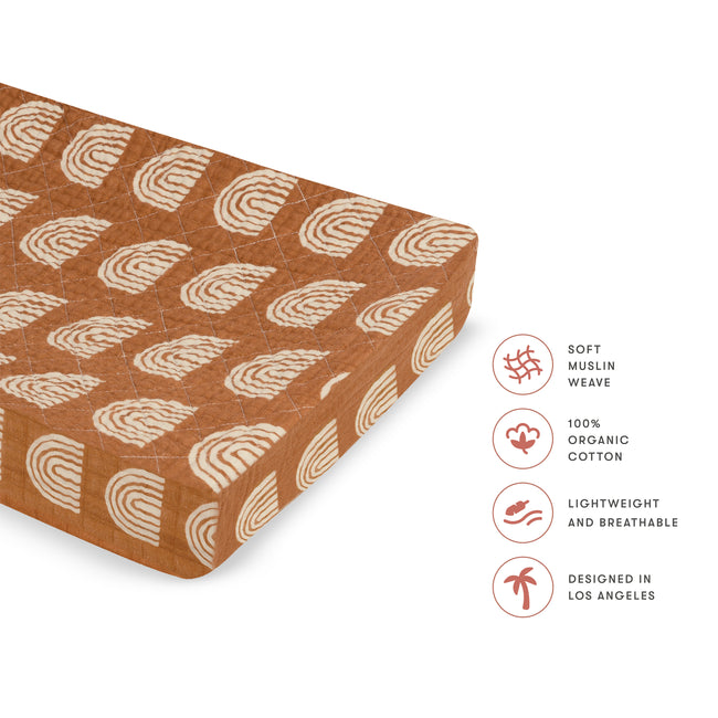 T29037,Babyletto,Rainbow Quilted Muslin Changing Pad Cover in GOTS Certified Organic Cotton