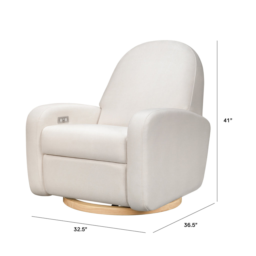 M23188PCMEWLB,Babyletto,Nami Glider Recliner w/ Electronic Control and USB in Performance Cream Eco-Weave w/Light wood base