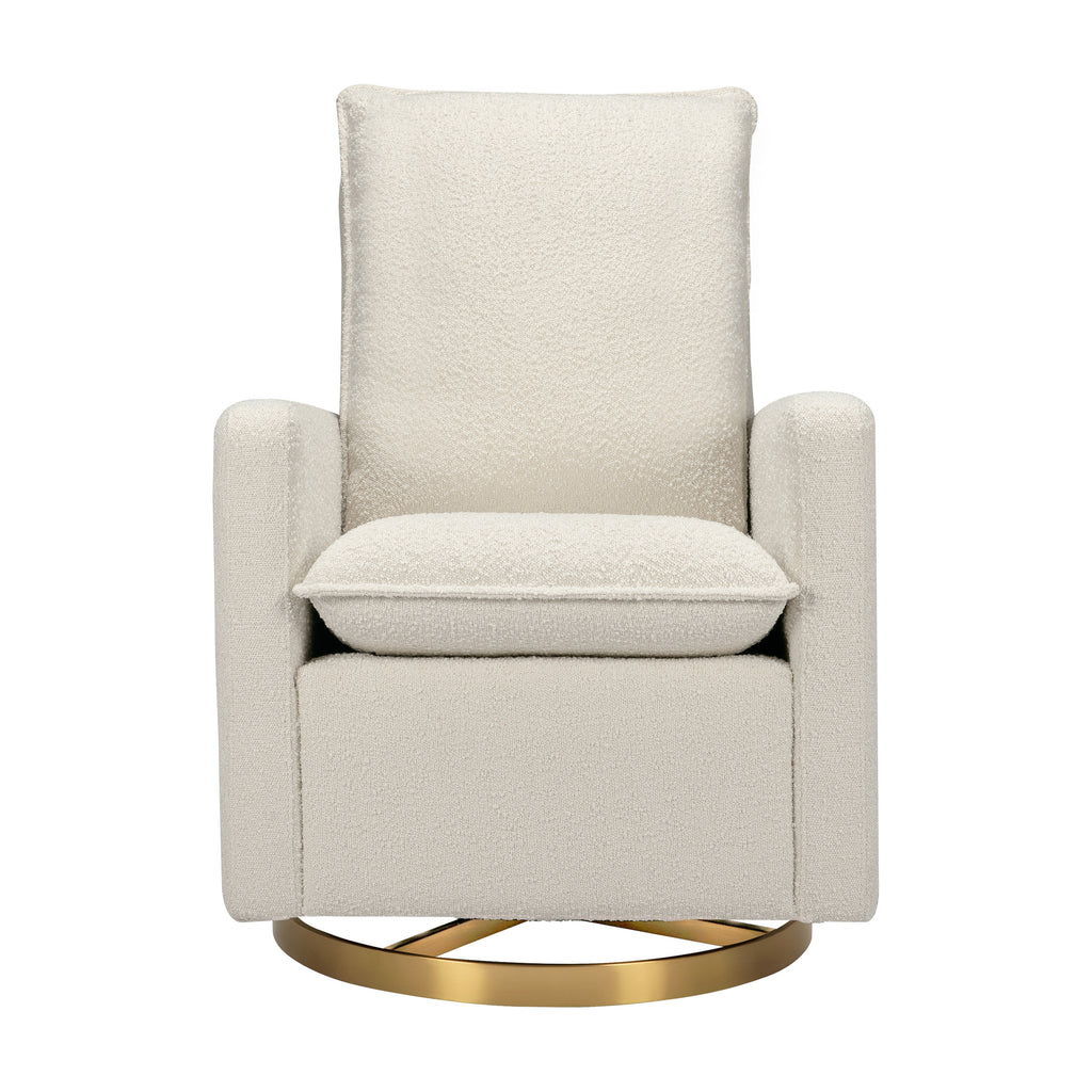 M20987WBG,Babyletto,Cali Pillowback Swivel Glider in Ivory Boucle w/ Gold Base