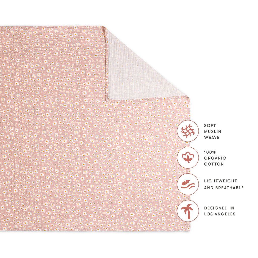 T28038,Babyletto,Daisy Muslin Swaddle in GOTS Certified Organic Cotton