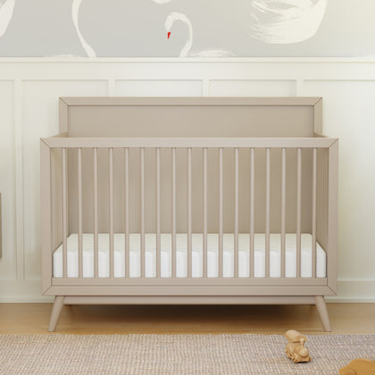 M15901TPE,Babyletto,Palma Mid-Century 4-in-1 Convertible Crib w/Toddler Bed Conversion in Taupe