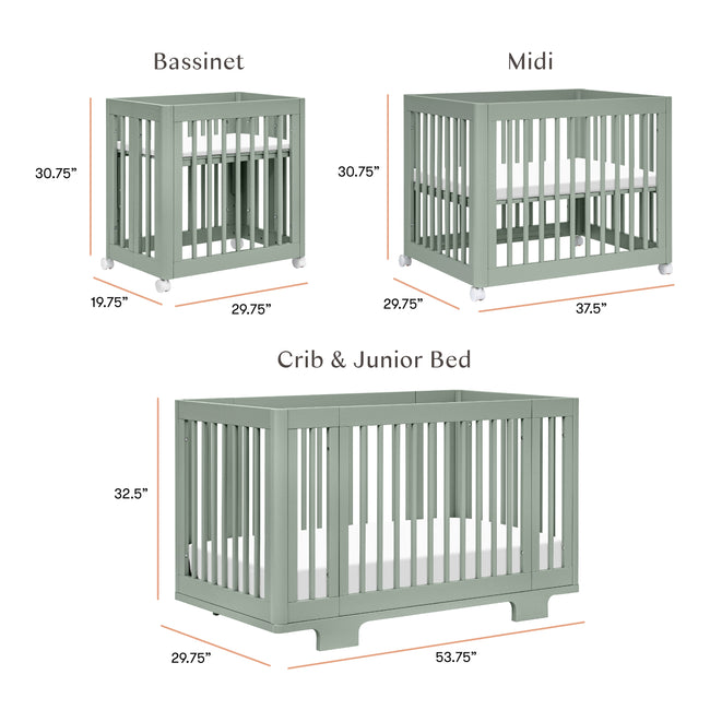 M23401LS,Babyletto,Yuzu 8-in-1 Convertible Crib w/All-Stages Conversion Kits in Light Sage