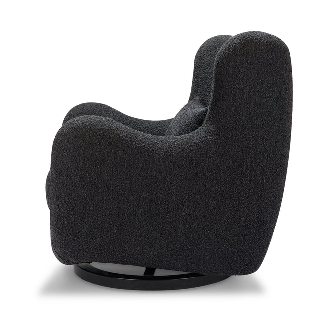 M24187BKBBB,Nursery Works,Solstice Swivel Glider in Black Boucle w/Black Wood Base