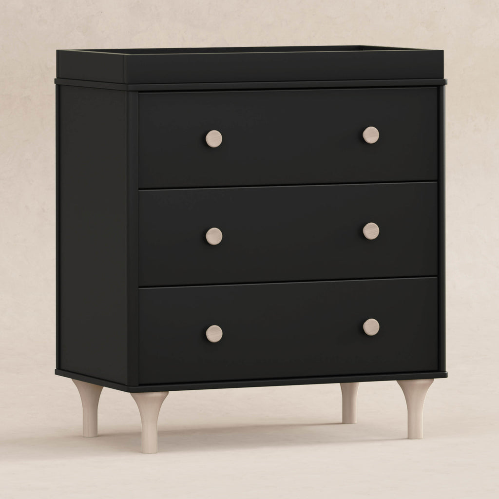 M9023BNX,Babyletto,Lolly 3-Drawer Changer Dresser w/Removable Changing Tray in Black/Washed Natural