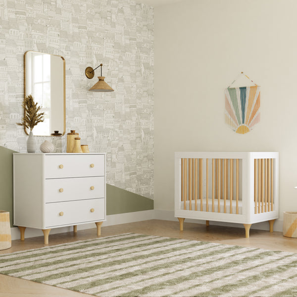 M9098WN,Babyletto,Lolly 4-in-1 Convertible Mini Crib and Twin Bed w/Toddler Bed Conversion Kit in White/Natural