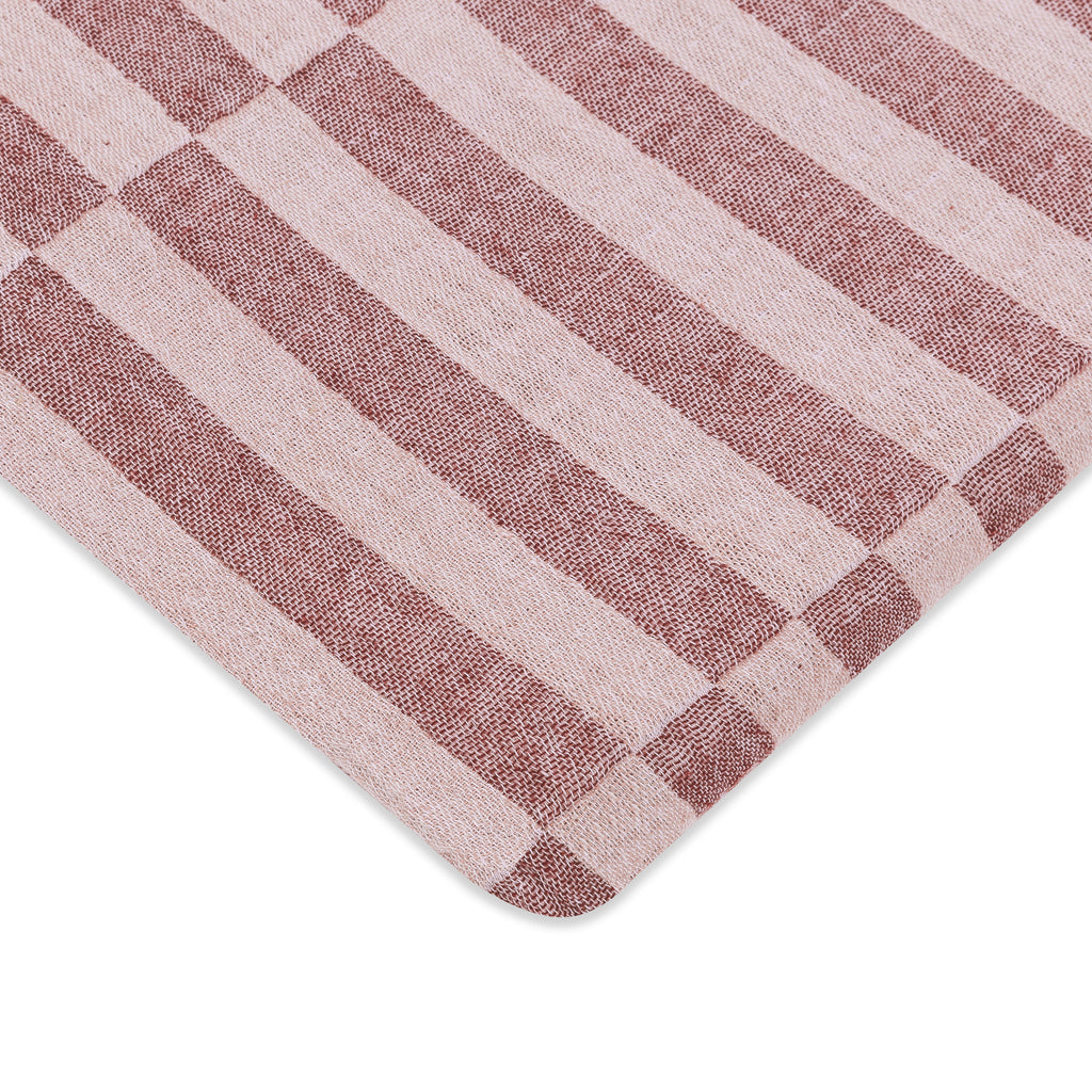 T30434,Babyletto,Maroon Stripe Muslin All-Stages Bassinet Sheet in GOTS Certified Organic Cotton