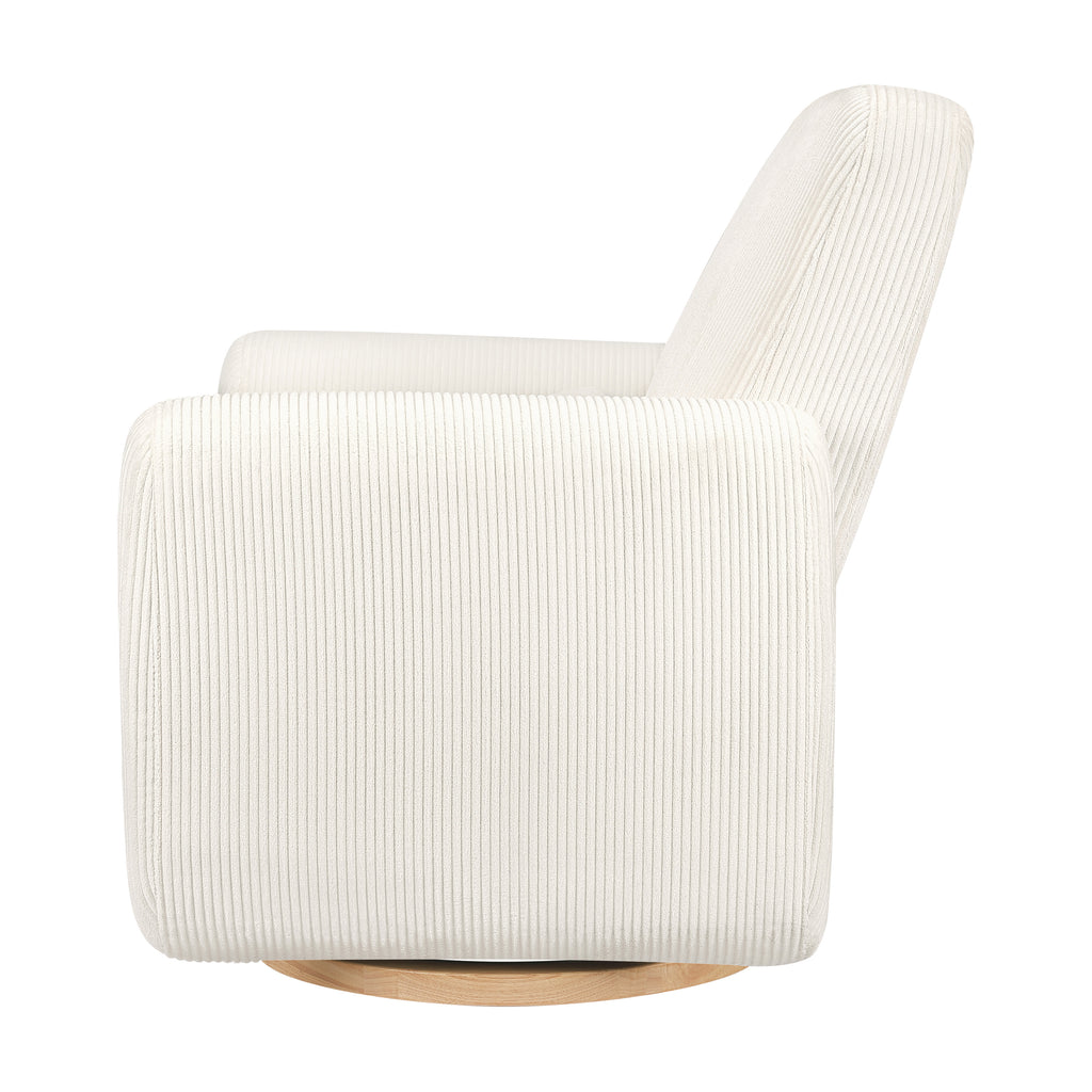 M10287YCLB,Tuba Glider in Ivory Corduroy with Light Wood Base