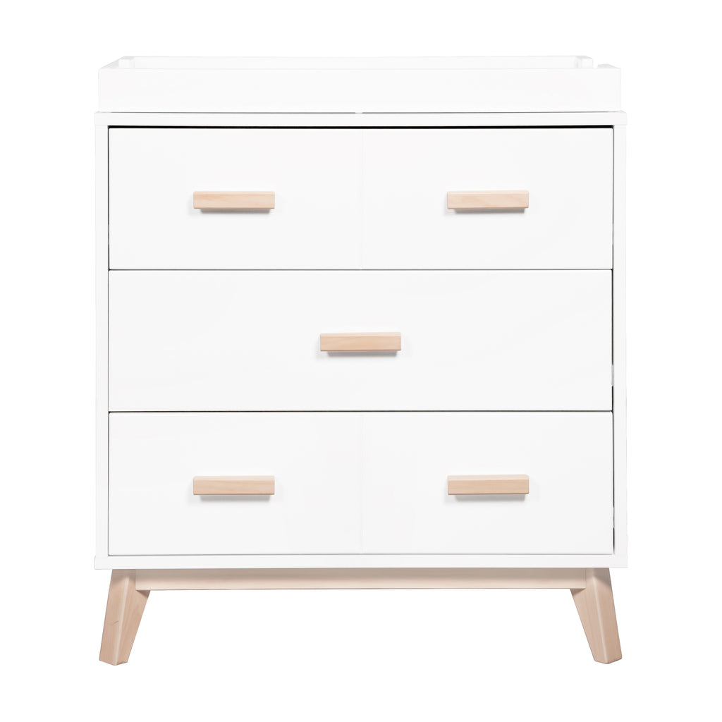 M5823WNX,Babyletto,Scoot 3-Drawer Changer Dresser in White/Washed Natural Finish