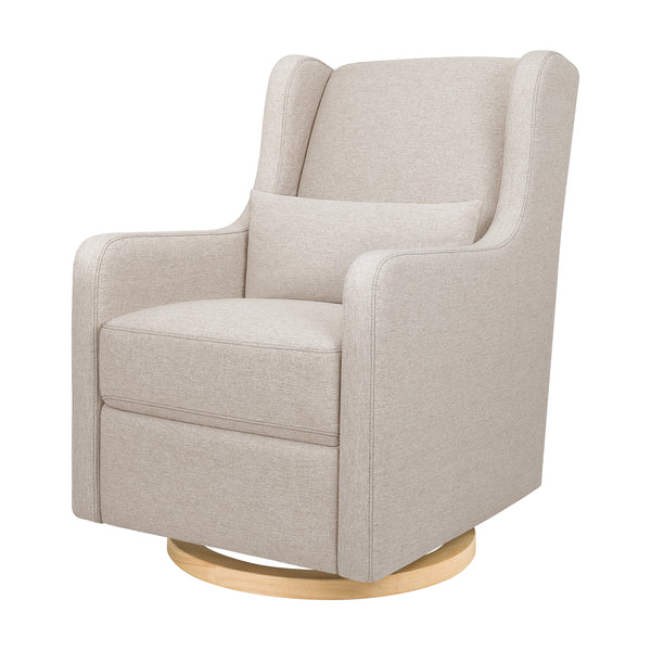 M22187PBEWLB,Babyletto,Wally Swivel Glider in Performance Beach Eco-Weave w/ Light Wood Base