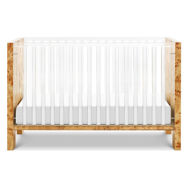 NW26101CKBU,Nursery Works,Altair Crib in Clear Acrylic with Burl