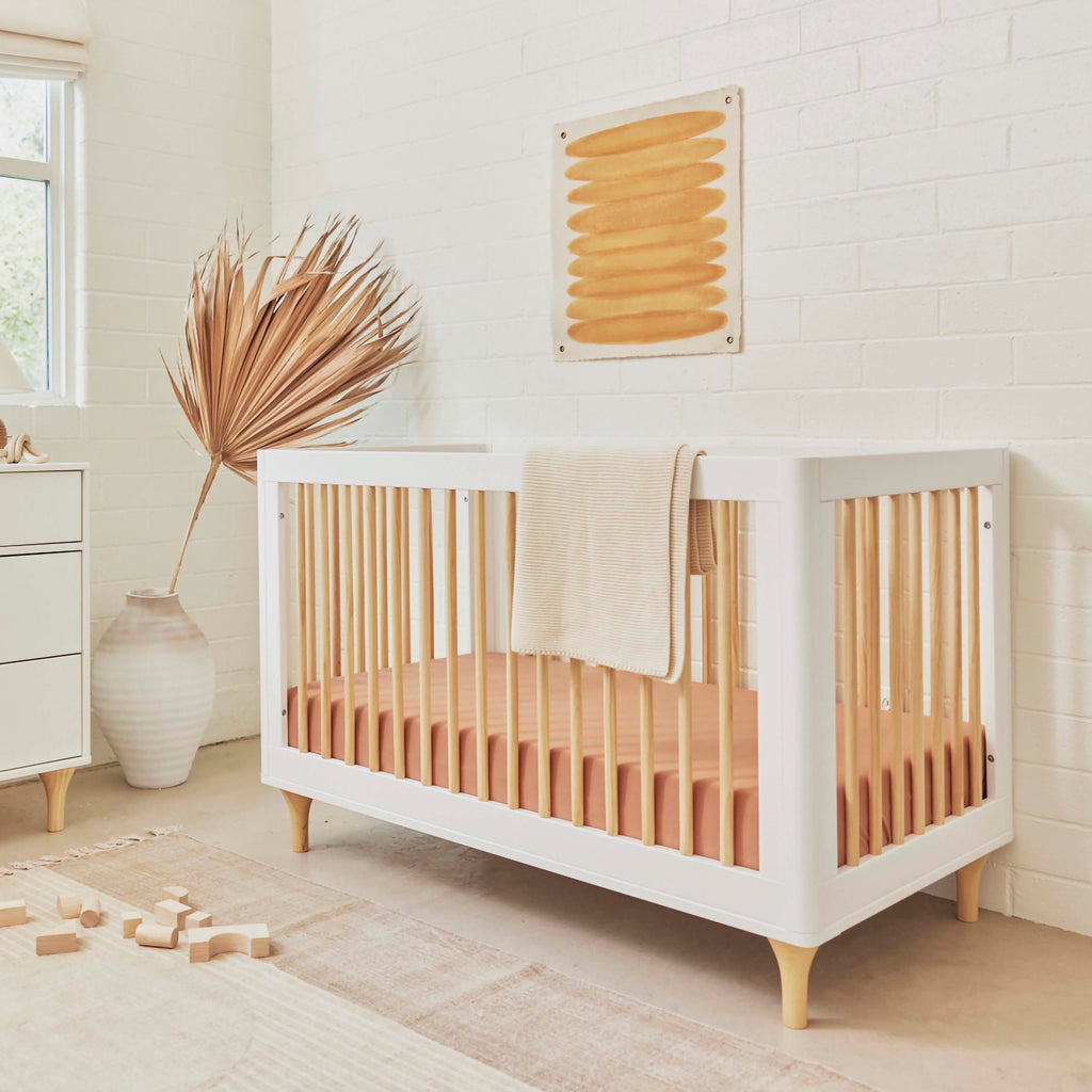 M9001WN,Lolly 3-in-1 Convertible Crib w/Toddler Bed Conversion Kit in White/Natural