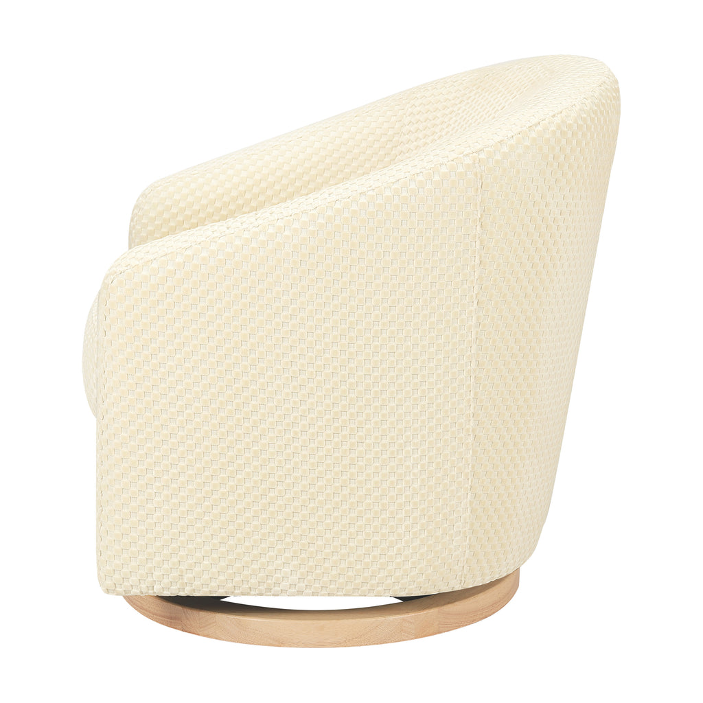 M5887IVCL,Babyletto,Madison Swivel Glider in Ivory Velvet Checker w/ Light Wood Base