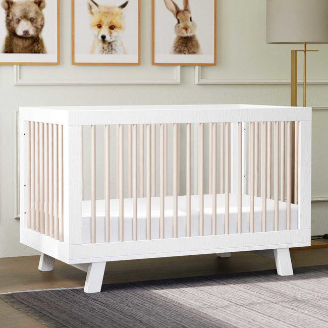 M4201WNX,Babyletto,Hudson 3-in-1 Convertible Crib w/ToddlerBedConversion Kit in White/Washed Natural