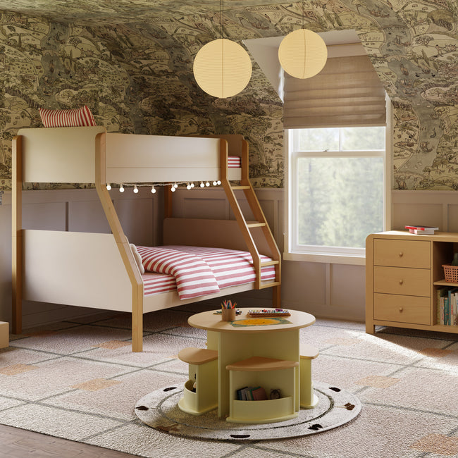 M18495TPEHY,Babyletto Kids,TipToe Twin-Over-Full Bunk Bed in Taupe and Honey