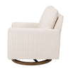 M26687PCMEWDB,Babyletto,Poe Channeled Swivel Glider in Performance Cream Eco-Weave w/ Dark Wood Base